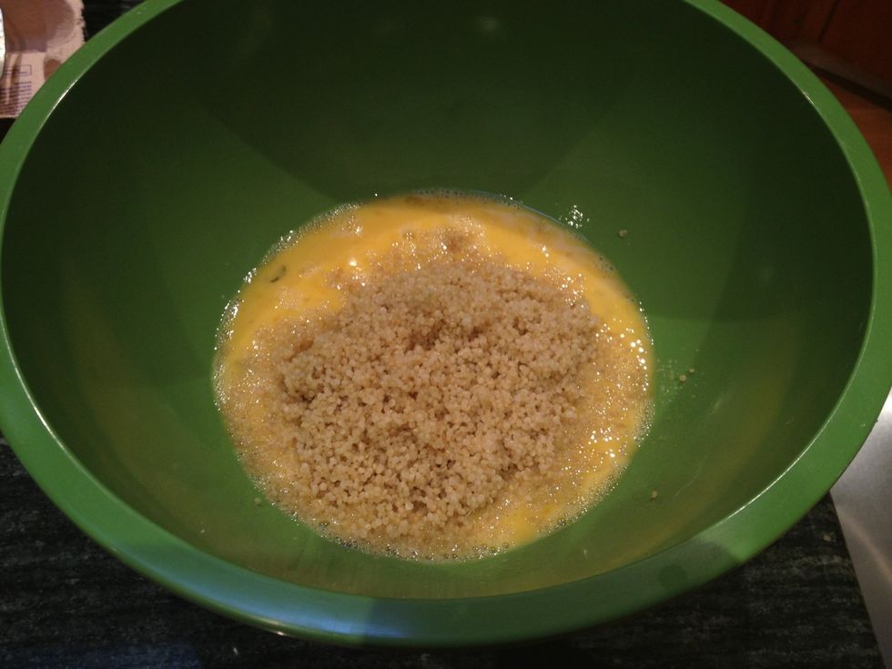 Add the room temp, cooked, quinoa and stir.