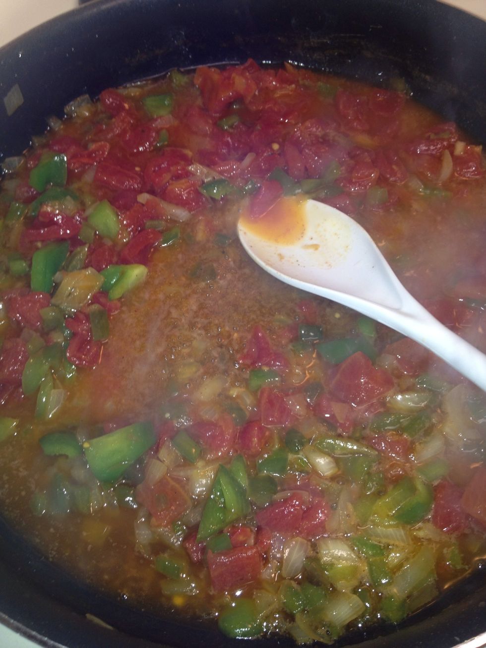 Add the rotel diced tomatoes and green chili pepper ... Side note: you can dice your own tomatoes and chili peppers