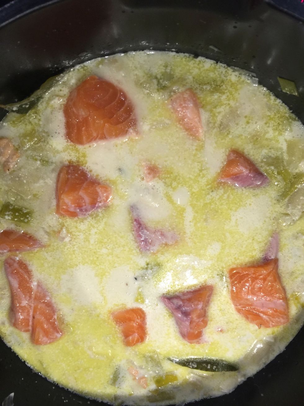 Add the salmon and cook for 4-5 mins.