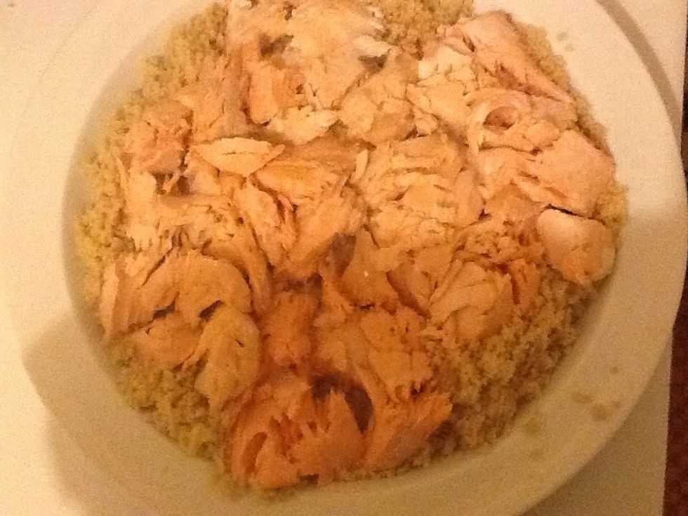 Add the salmon to the couscous