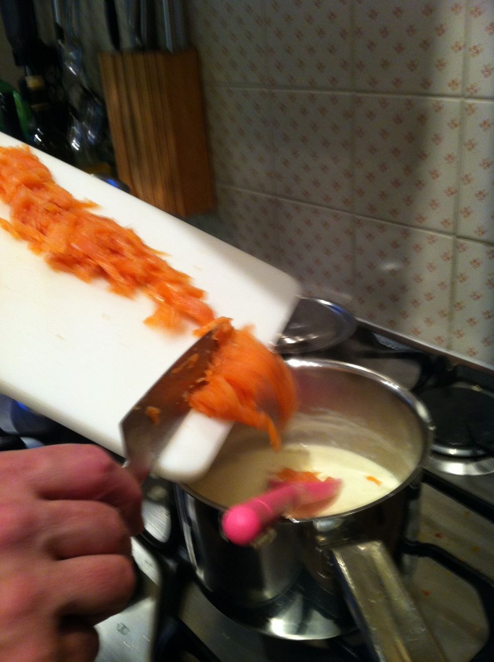 Add the salmon to the cream