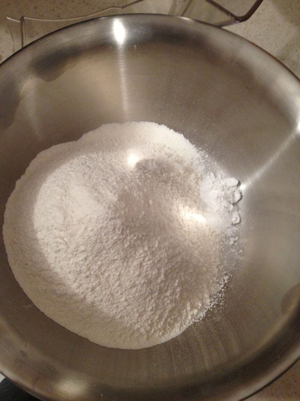 Add the salt and baking powder to the flour