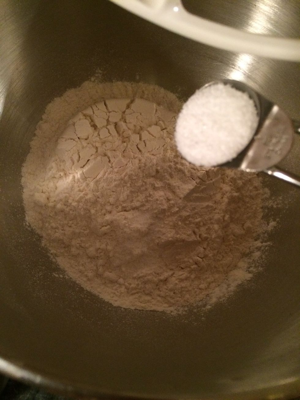 Add the salt to the flour .
