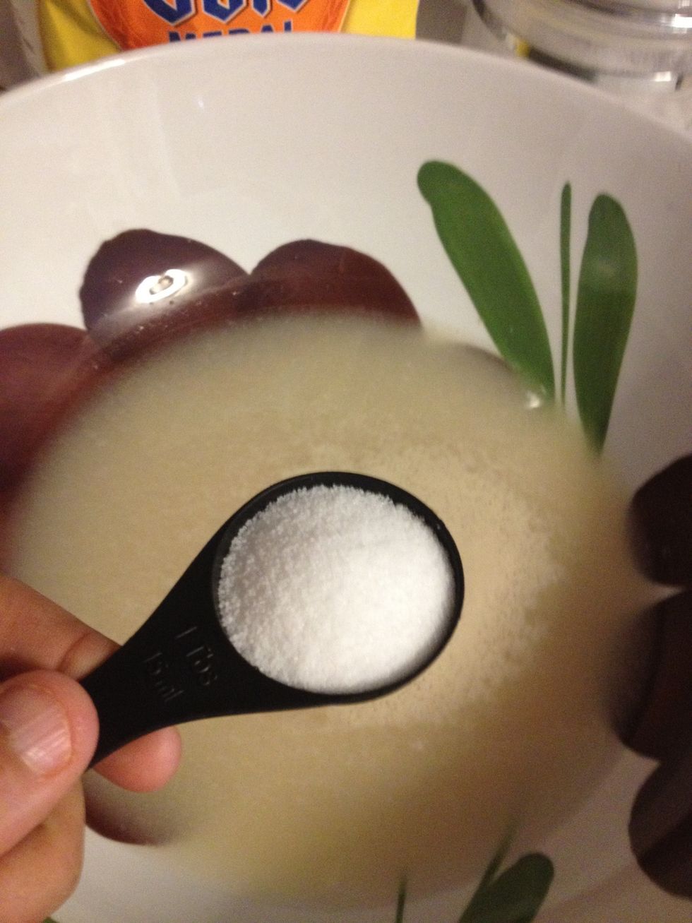 Add the salt to the yeast.