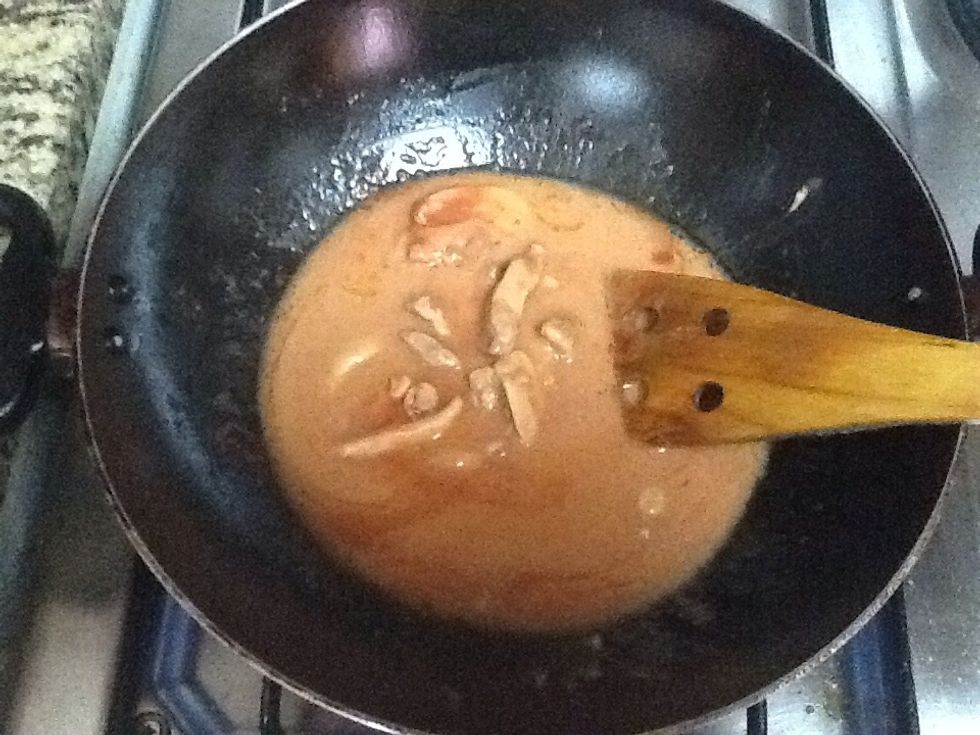 Add the sauce to the chicken