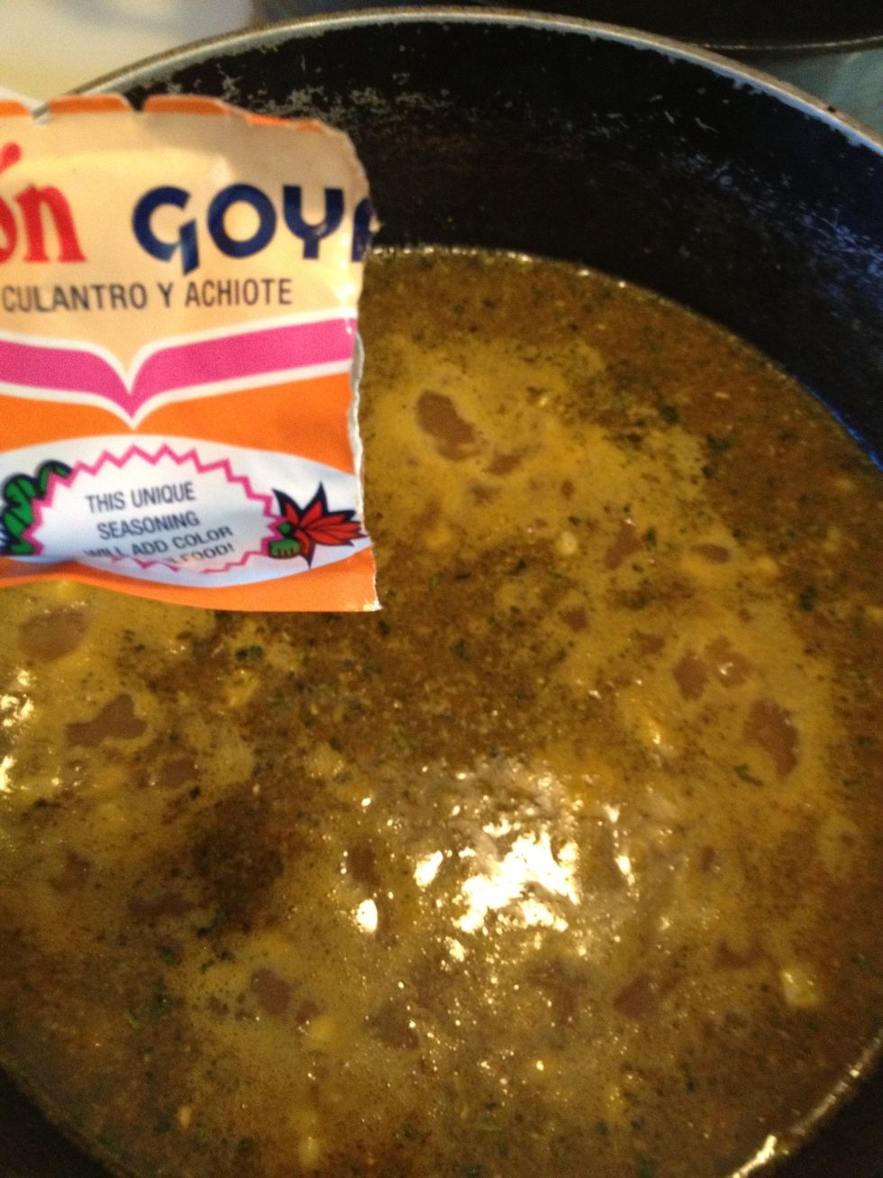 Add the sazon with culantro y achiote