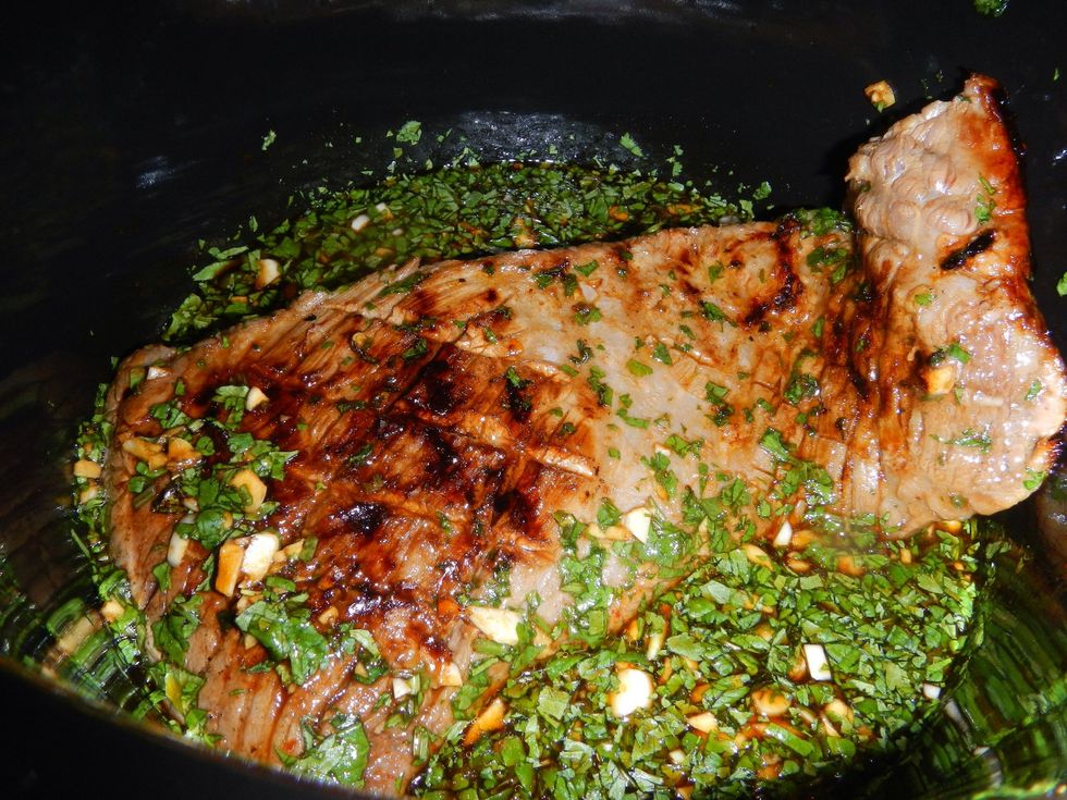 Add the seared brisket, cook until fork tender