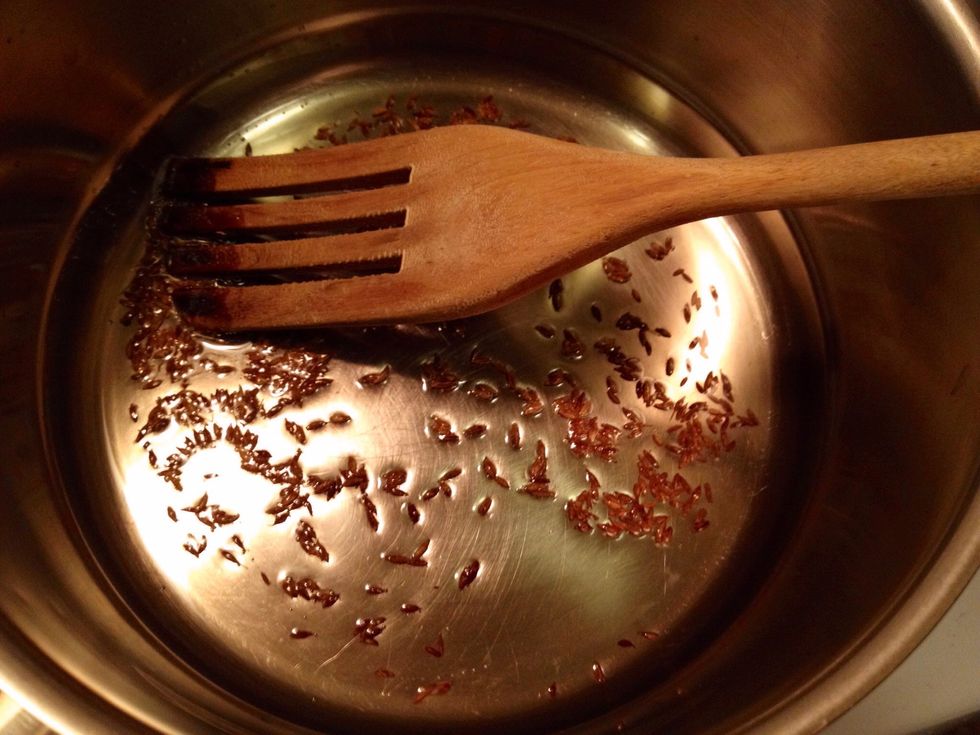 Add the seeds to a pan with some oil.