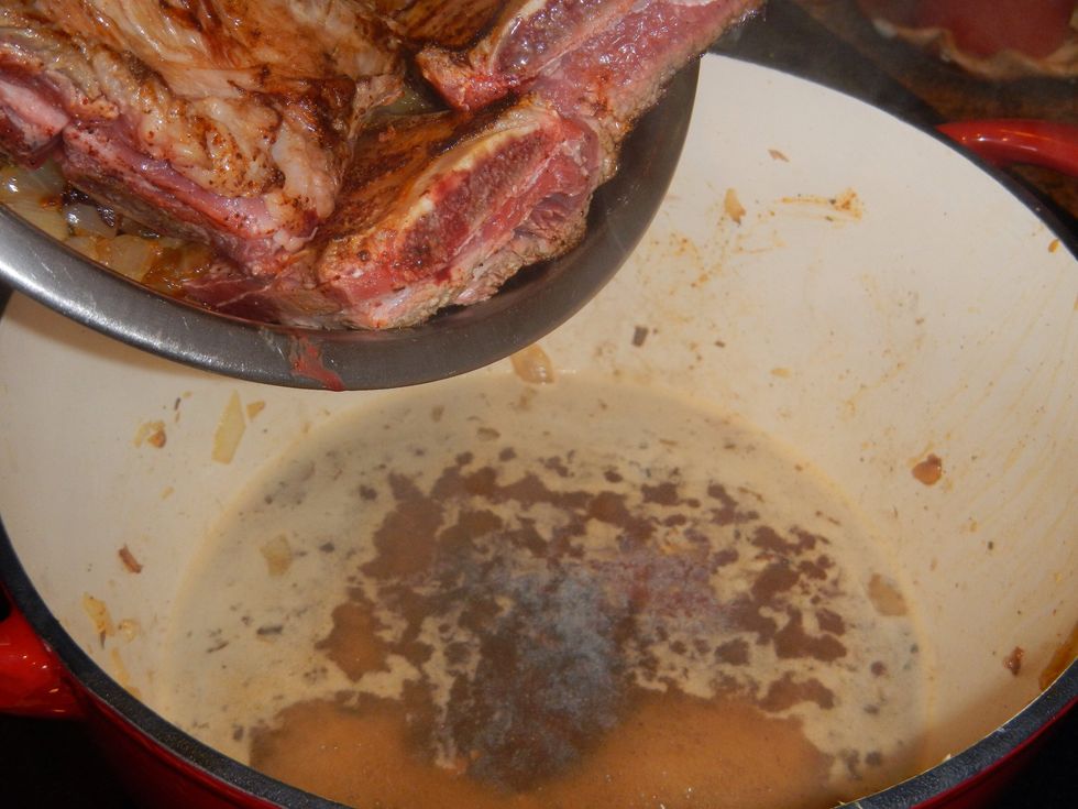 Add the short ribs and onions/garlic back to the pot