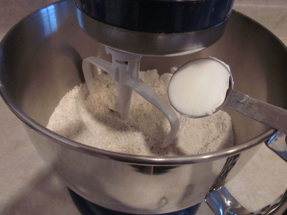 Add the shortening. Regular butter works as well.... But melt it before you put it in.