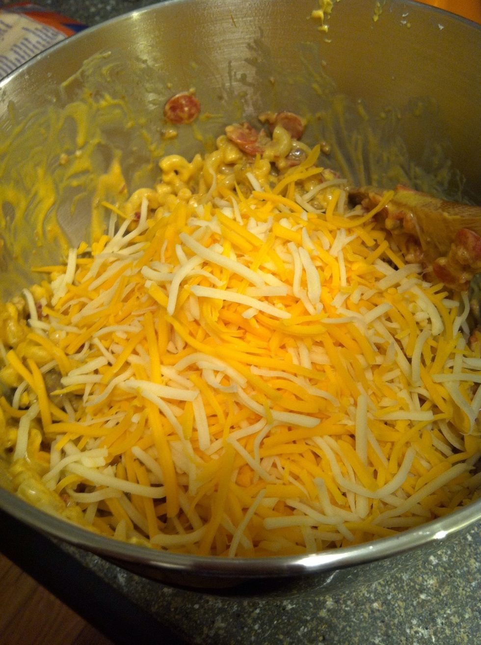 Add the shredded cheese.
