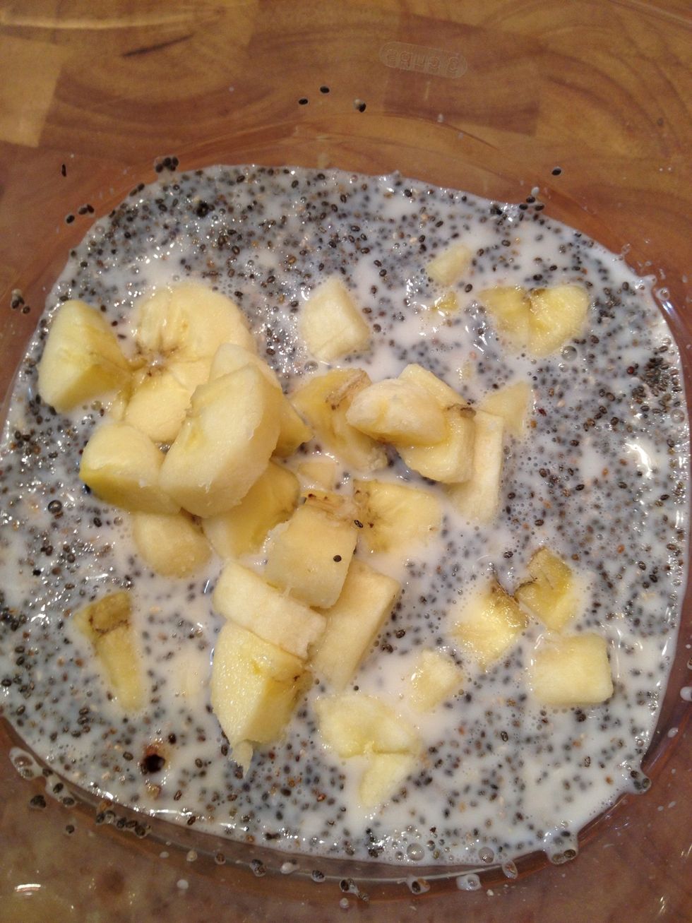 Add the sliced bananas