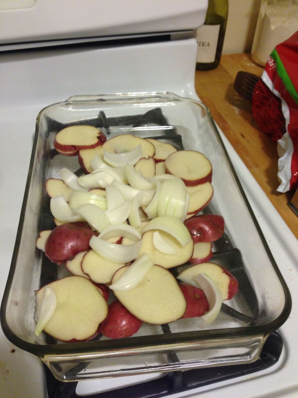 Add the sliced onions.