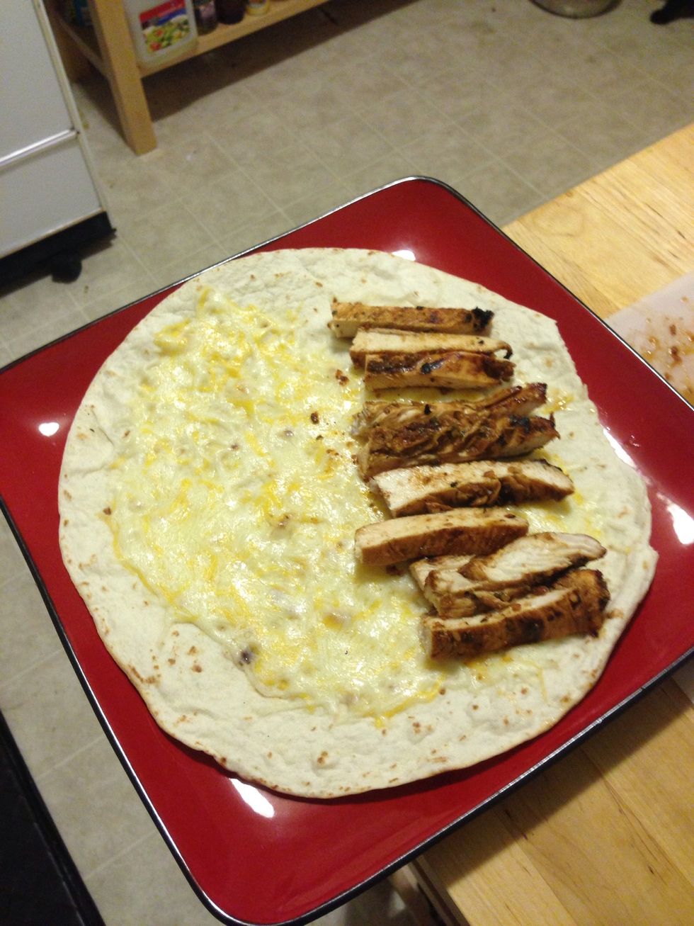 Add the slides chicken on one side.