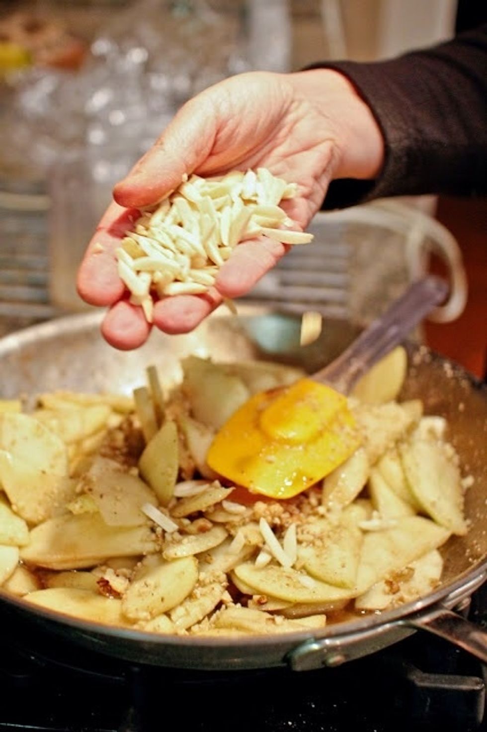 Add the slivered almonds