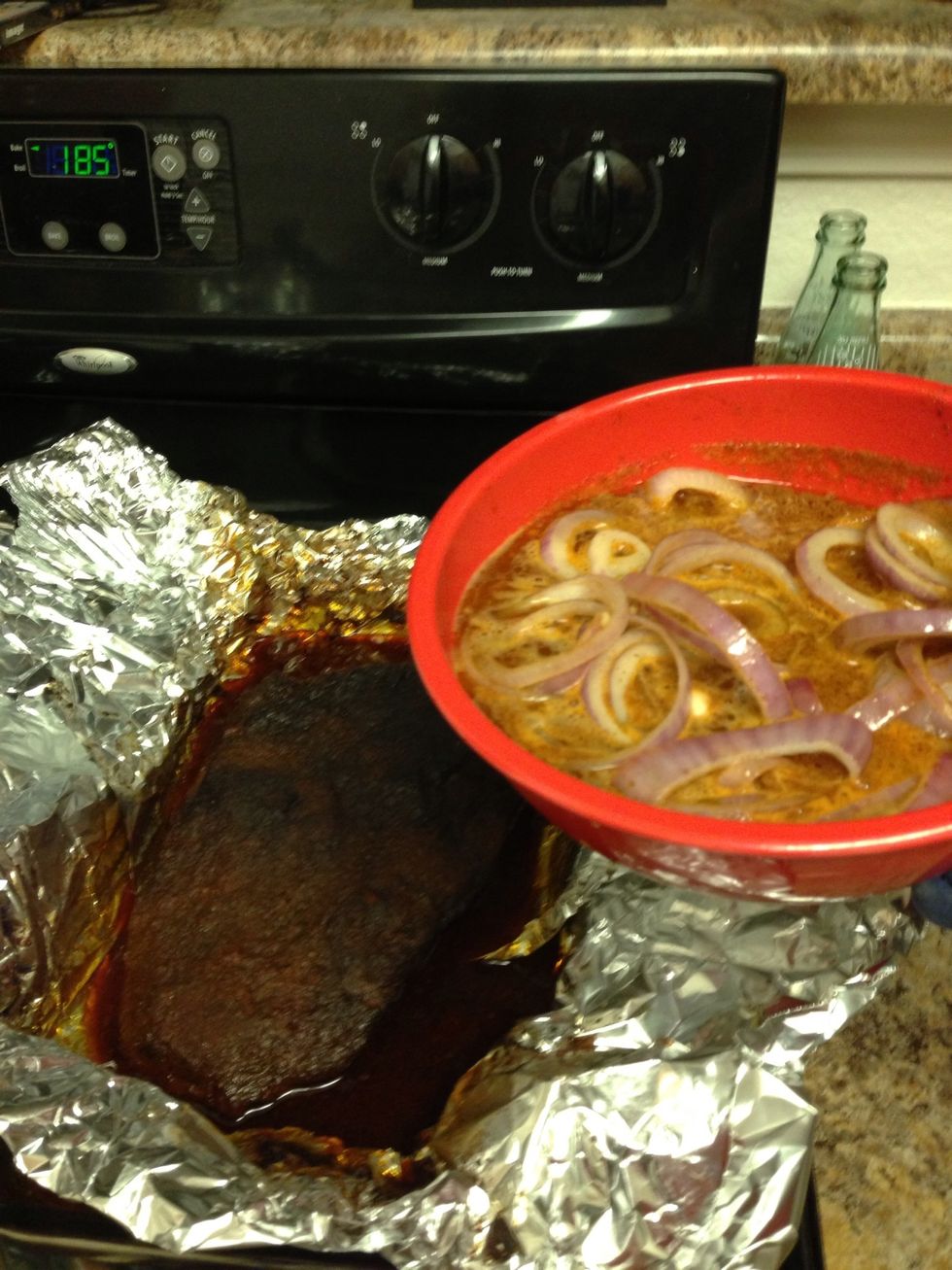 Add the soak ingredients to the brisket pan.