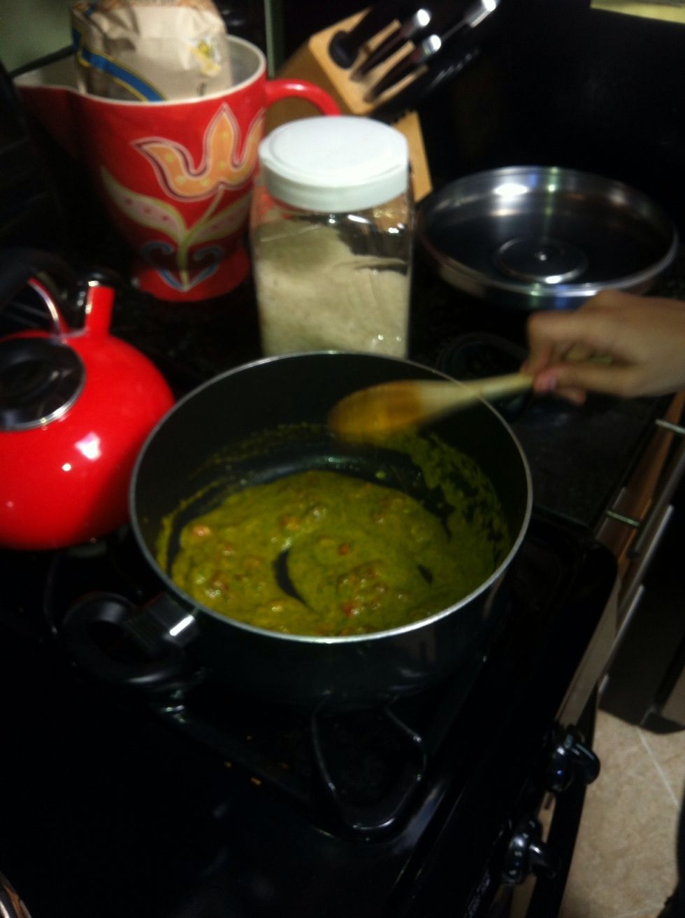 Add the sofrito to the bacon right before adding the rice do this on a medium high heat UPDATE: I now take the bacon out and leave the fat of the oil.