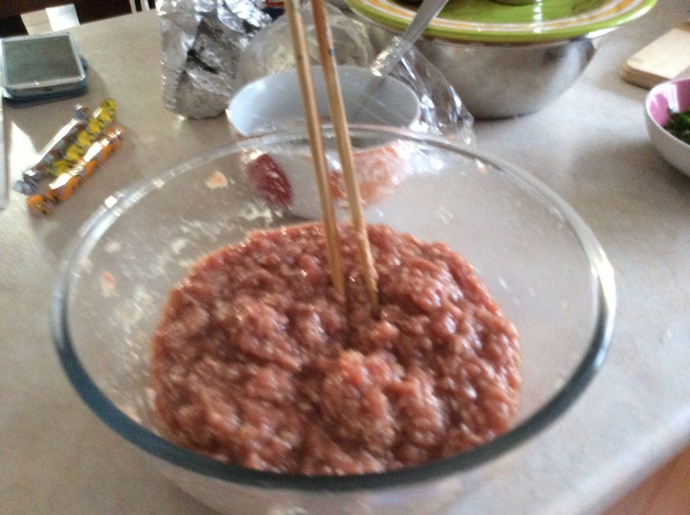 Add the soy sauce and the salt to the meat