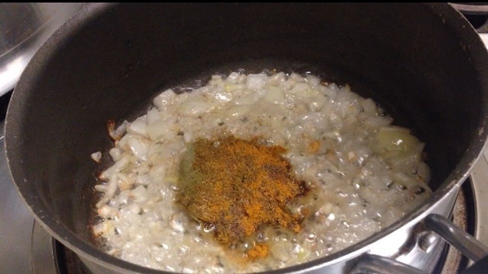 Add the spices .. And stir for a minute