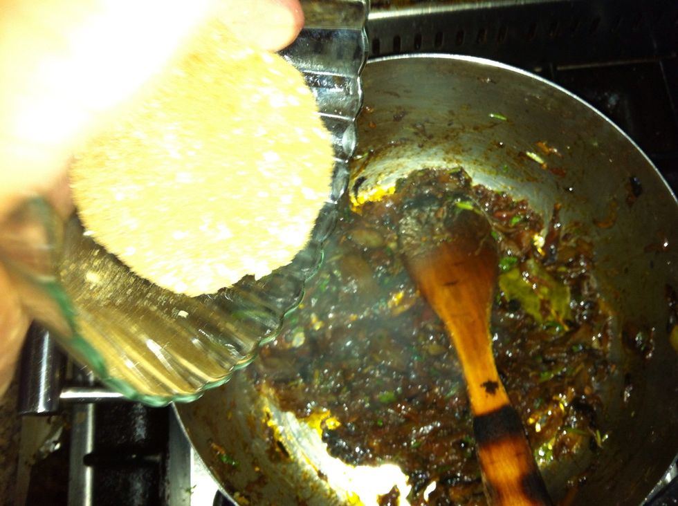 Add the spices and stir over low heat