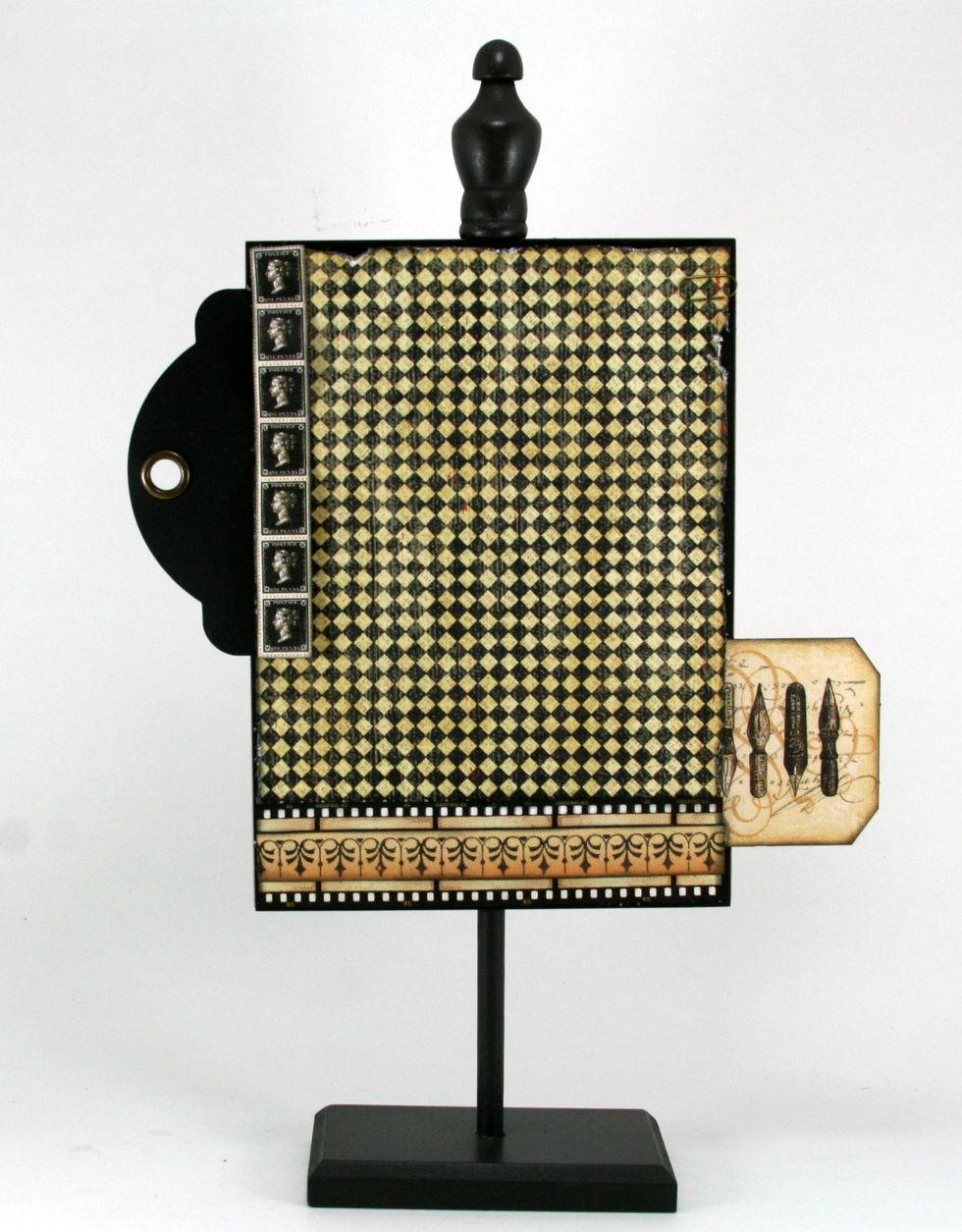 Add the stamp strip from Communique Tags to top left corner.