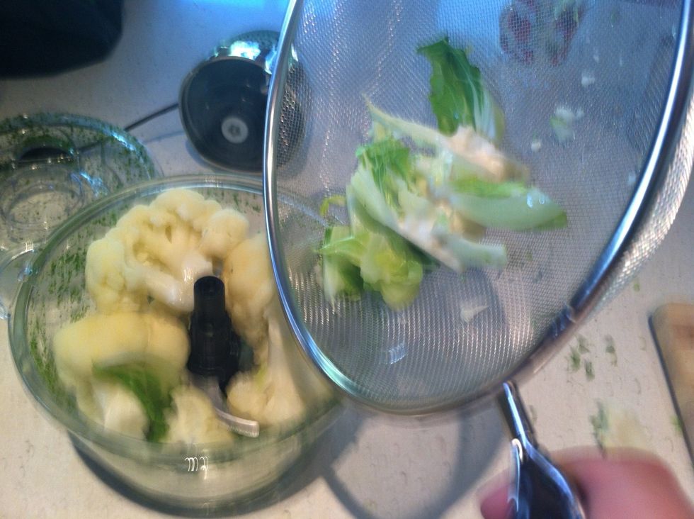 Add the steamed cauliflower to your food processor (or hand dice if you prefer).