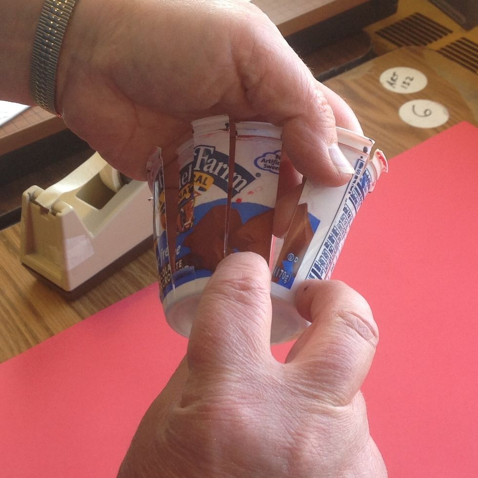 Add the step, 'push down', to your weaving process. This pushes the weft (rows) tightly together and prevents the plastic showing through. It may be helpful to say the steps as you go along.