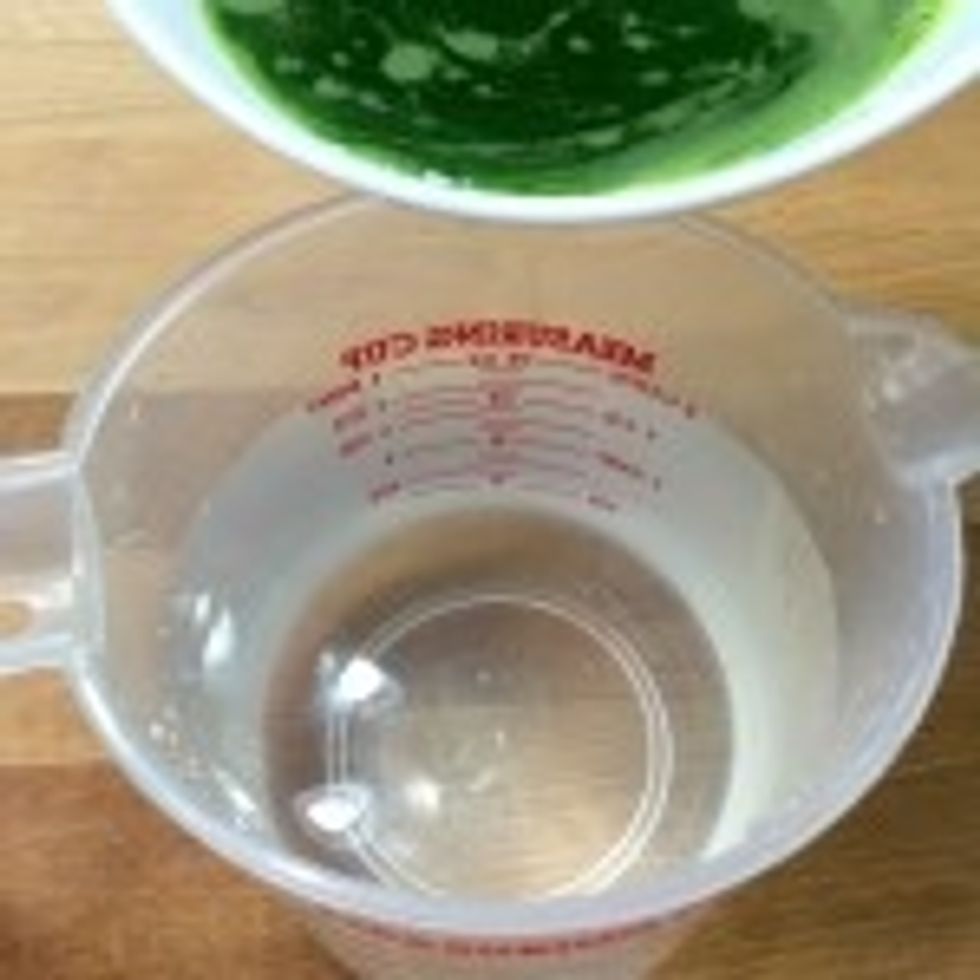 Add the strained juice with water to top up to 600ml.