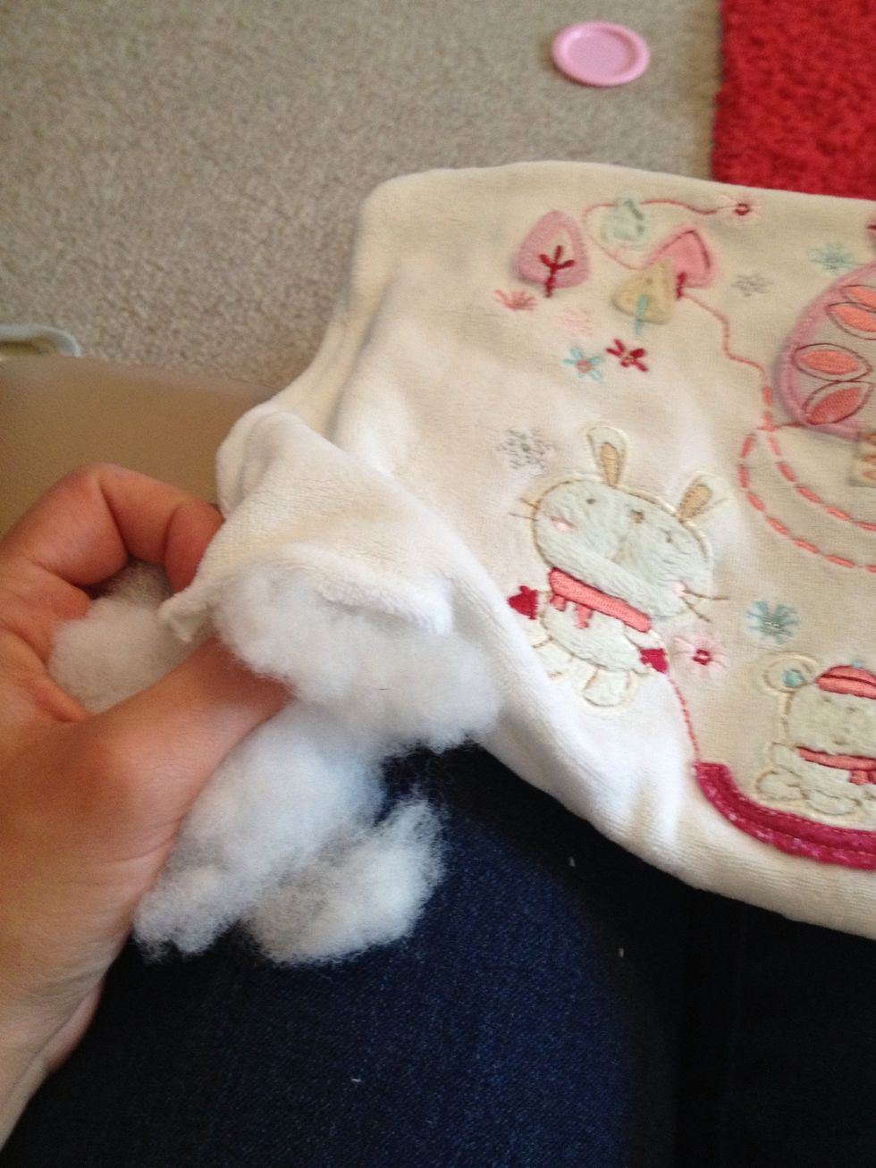 Add the stuffing, I just used some from an old teddy that I didn't like