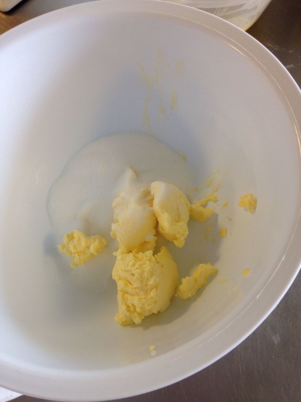 Add the sugar and butter together