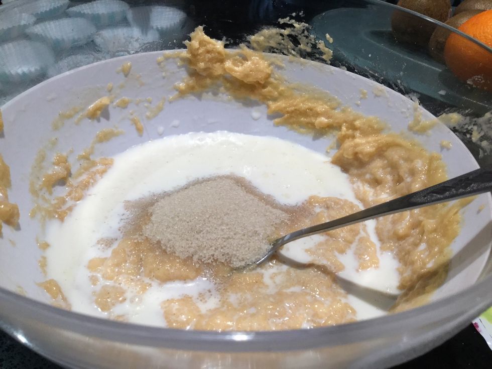 Add the sugar and mix