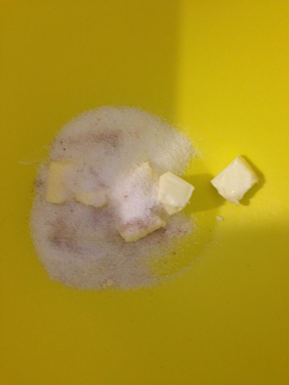 Add the sugar and the butter to another bowl