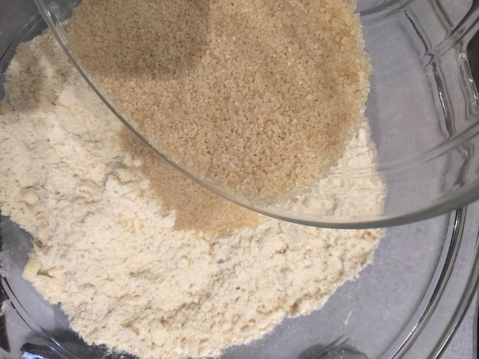 Add the sugar and the dried fruits