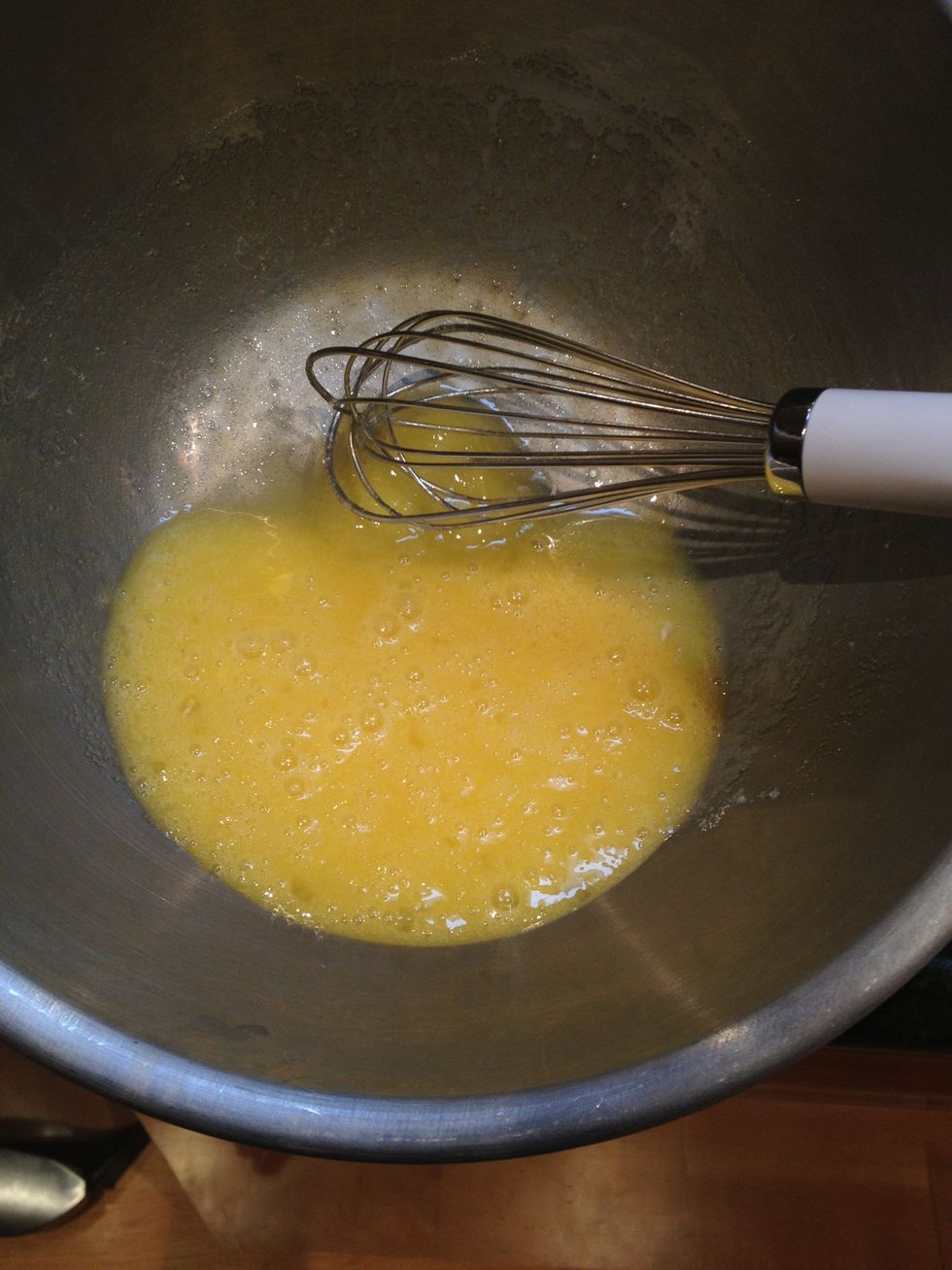 Add the sugar, and whisk it it.
