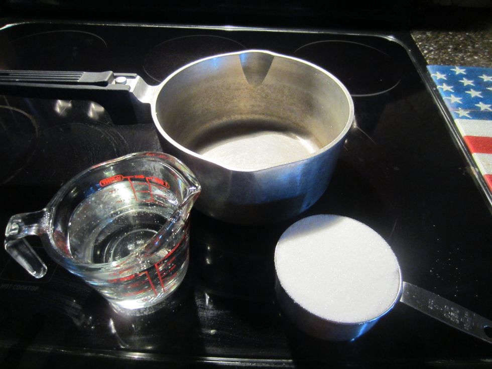 Add the sugar and white corn syrup to the sauce pan.