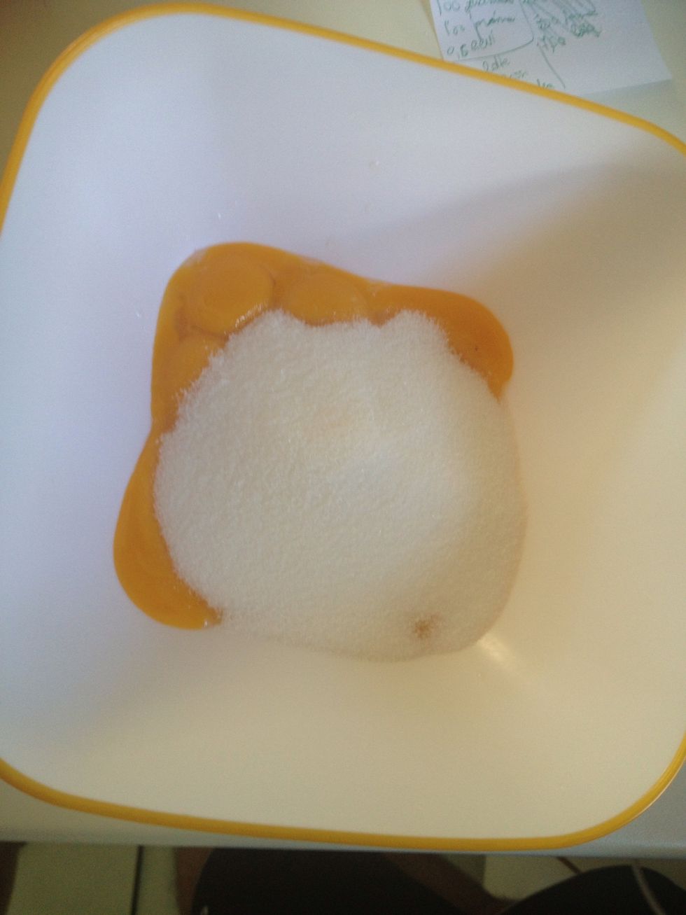 Add the sugar to the eggs