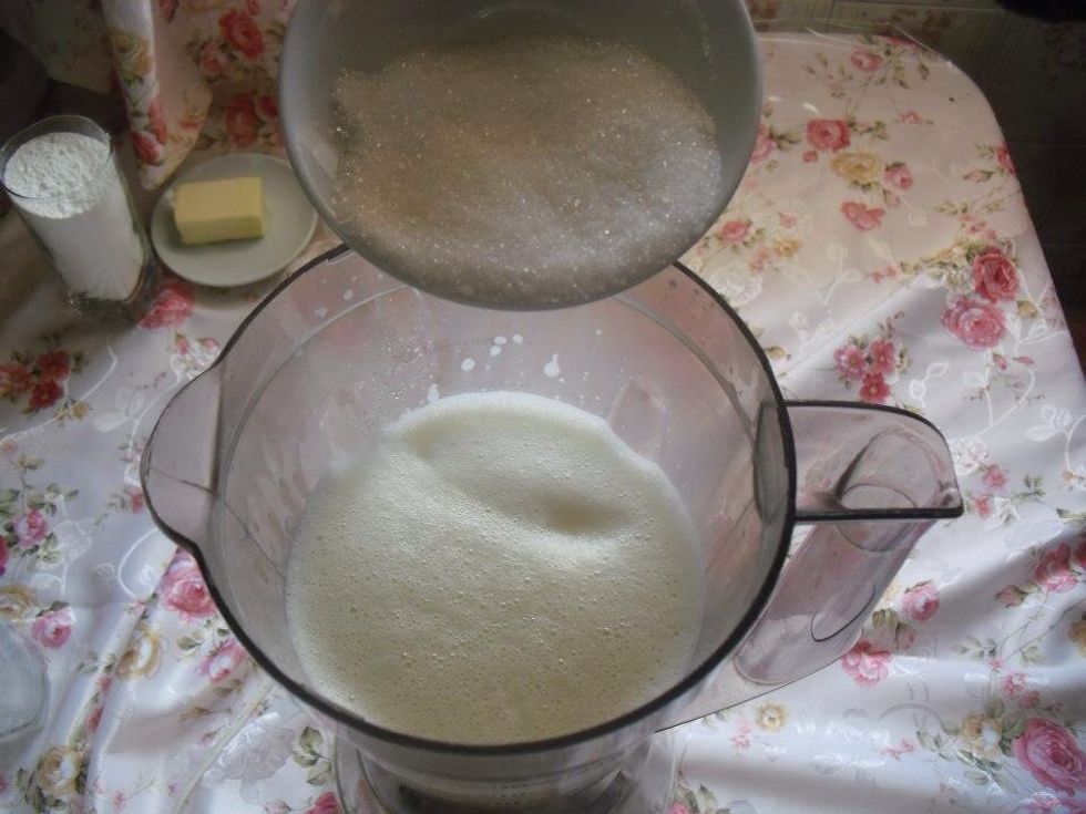 Add the sugar to the mixture