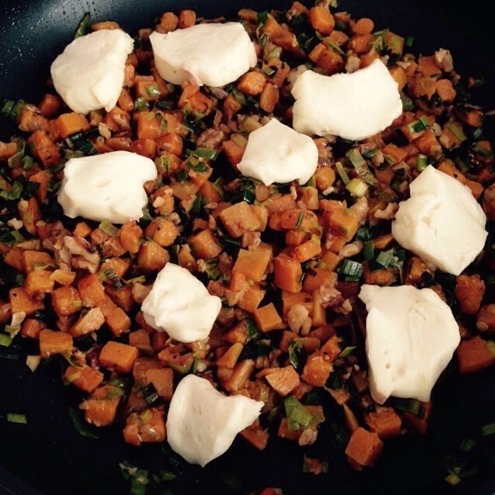 Add the taleggio to the sauce and lower the heat