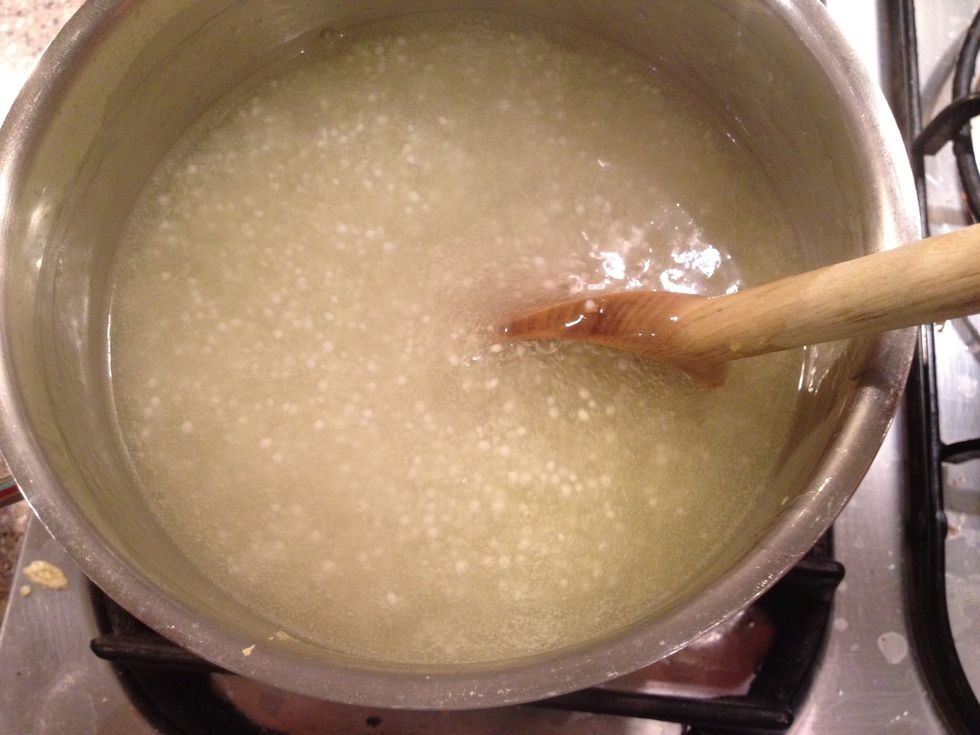 Add the tapioca and boil it for 15-20 minutes until the tapioca turns translucent. Stir occasionally.