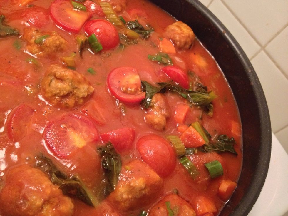 Add the tomatoes. Simmer for another 10 minutes.
