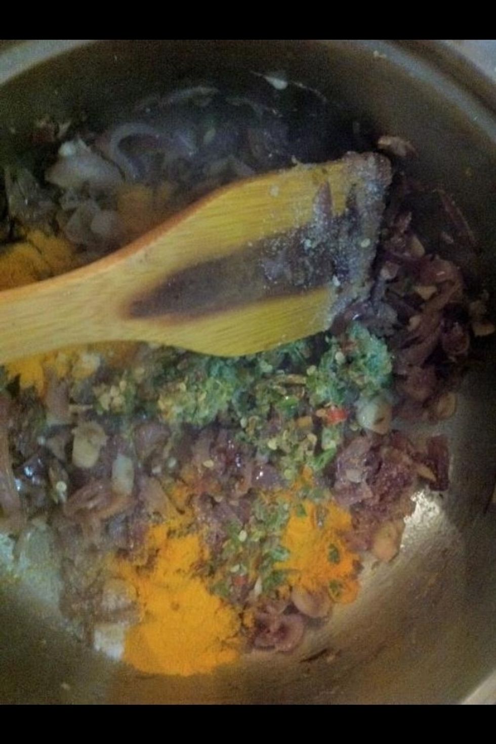 Add the Turmeric and stir in...