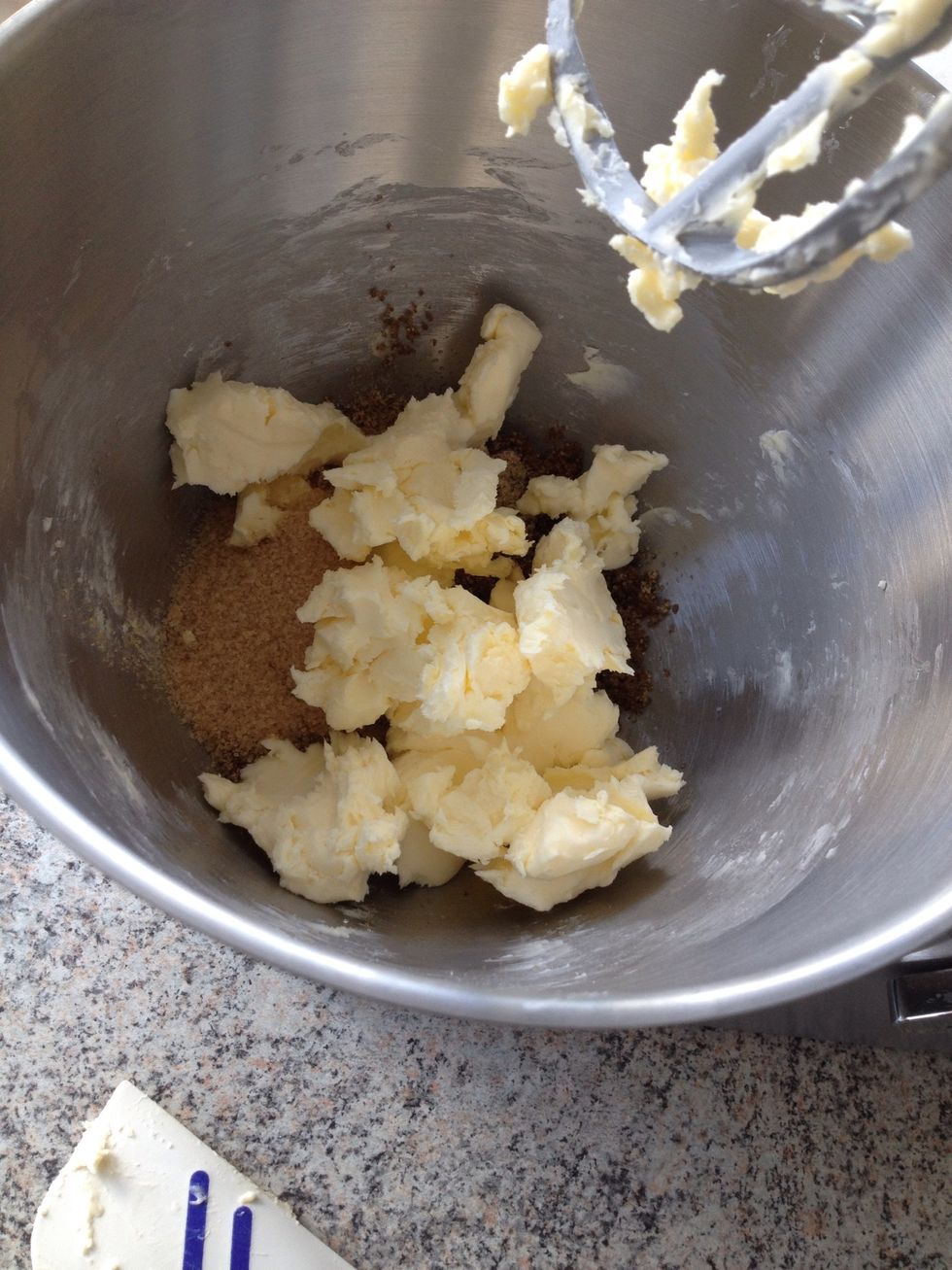 Add the two types of sugar and the vanilla extract