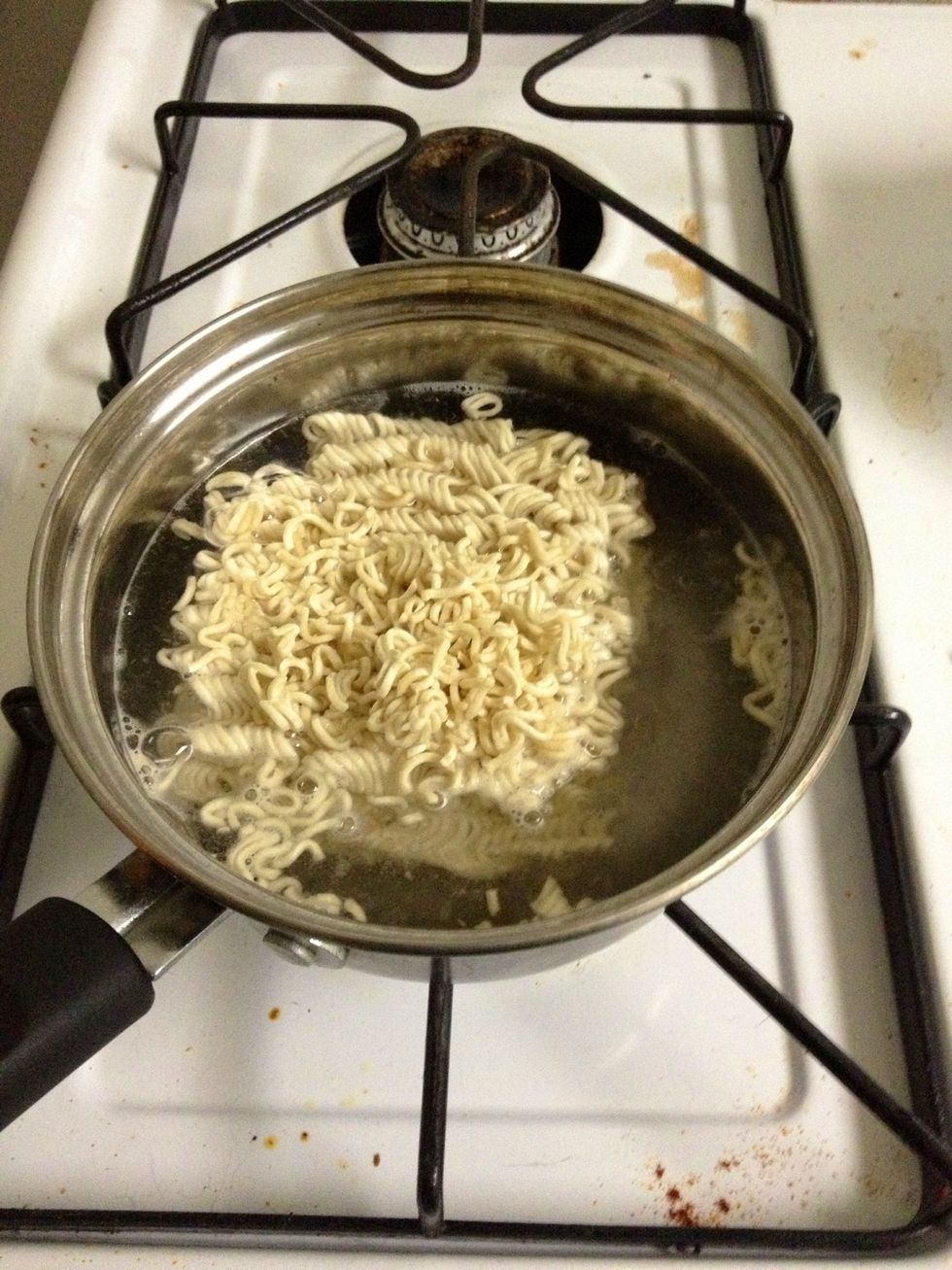 Add the uncooked noodles to boiling water