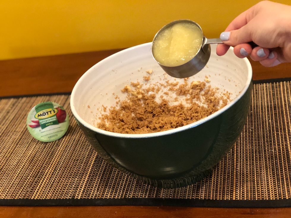 Add the unsweetened applesauce as the egg substitution