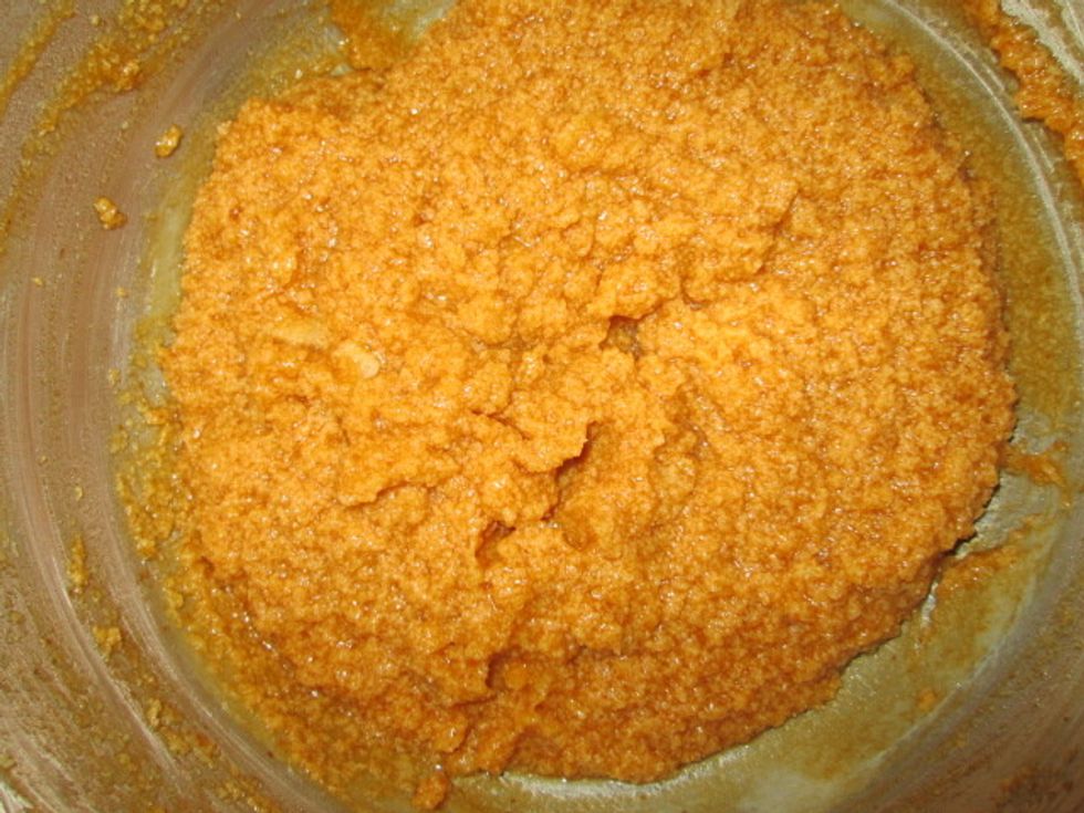 Add the vanilla and pumpkin puree.
