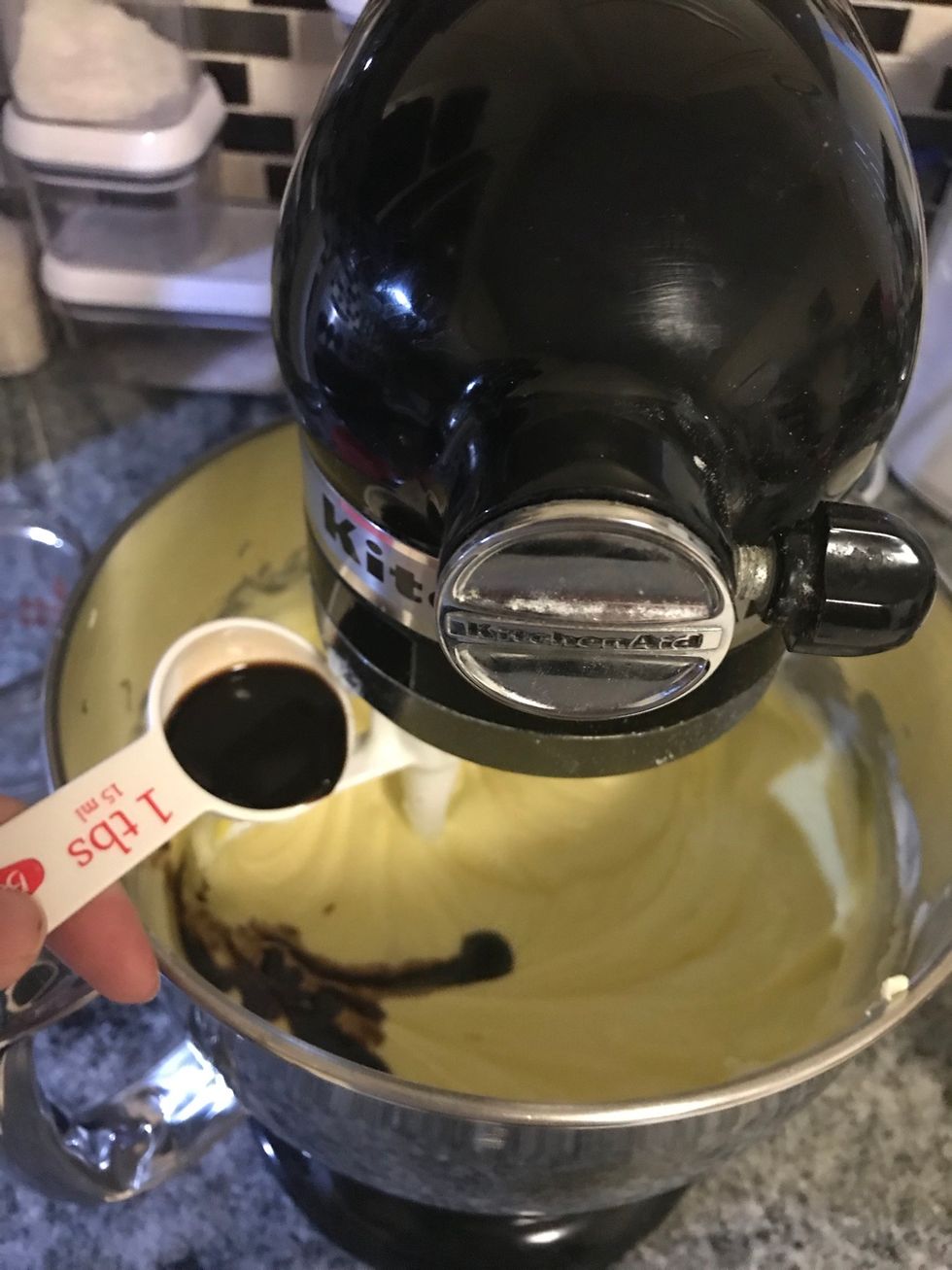 Add the vanilla extract and keep beating.