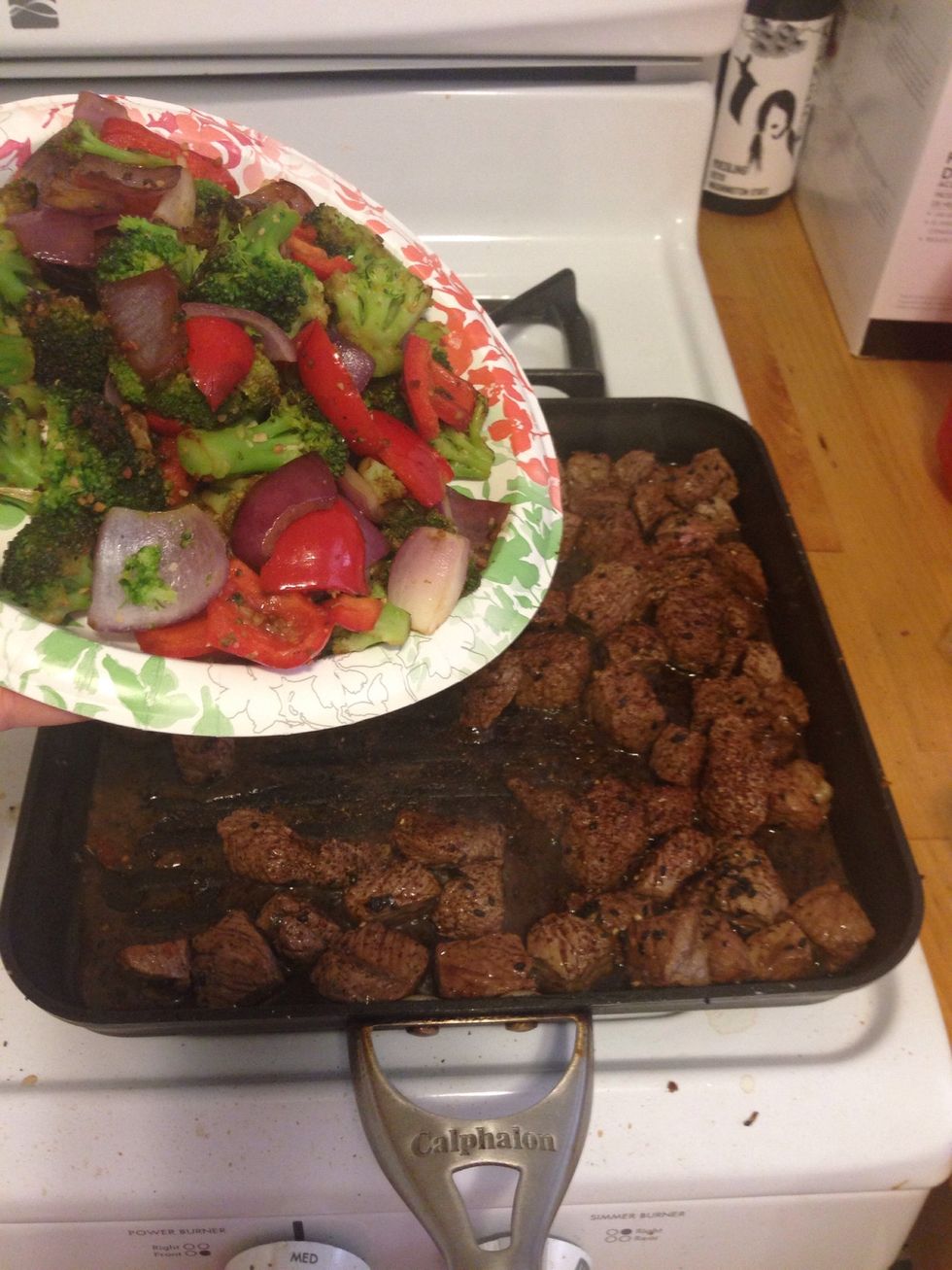 Add the veggies back to the mix.