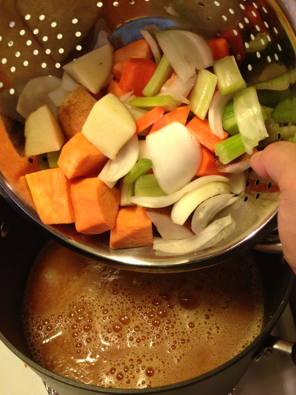 Add the veggies in high heat to boil