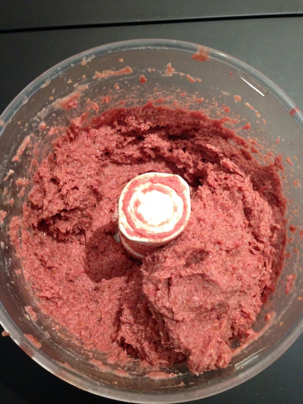 Add the very cold meat over the bulgur. And . Add ice water as the food processor is on. Continue until the desired consistency. It should b a soft paste refrigerate them. Then prepare the stuffing