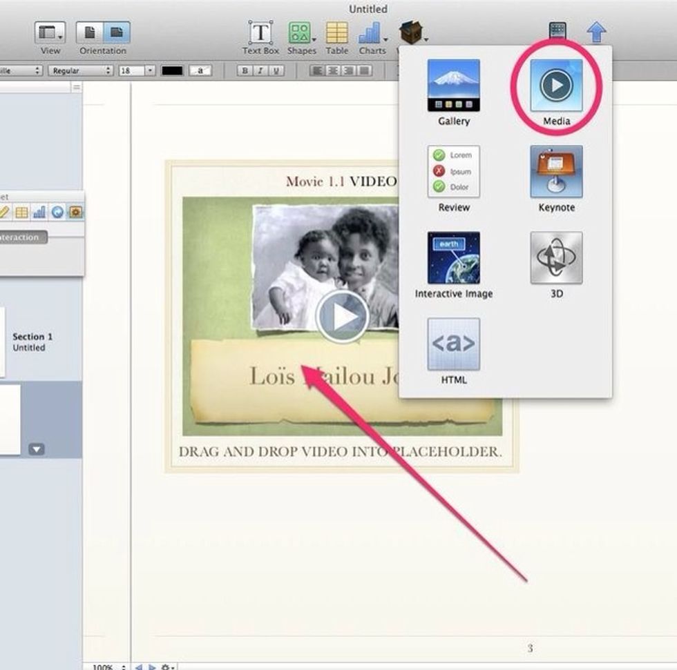 Add the video widget and drag and drop your video onto the widget.
